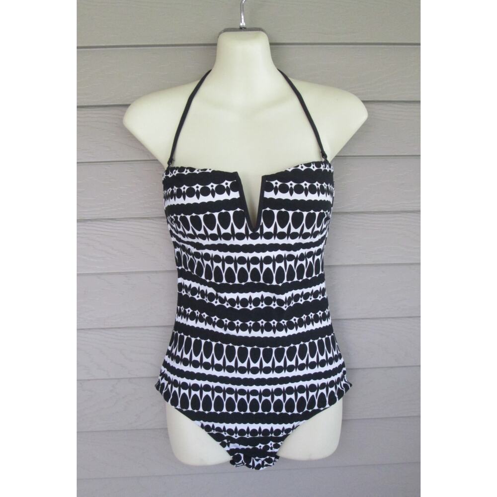 Nanette Lepore Womens Lovely Black & White Print One Piece Swimsuit S